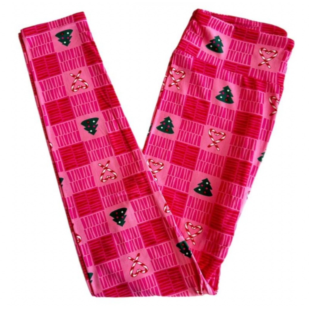 LuLaRoe Womens Leggings Size TC2 Pink Trees Holiday Christmas‎ 2025 Plus 18+ NWT